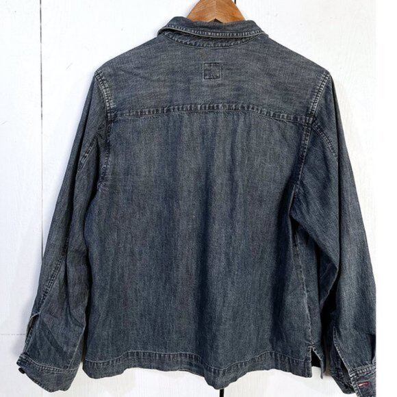 Authentic Y2K Eddie Bauer Denim Shirt Jacket – Size Large, Distressed & Timeless - Picture 9 of 13